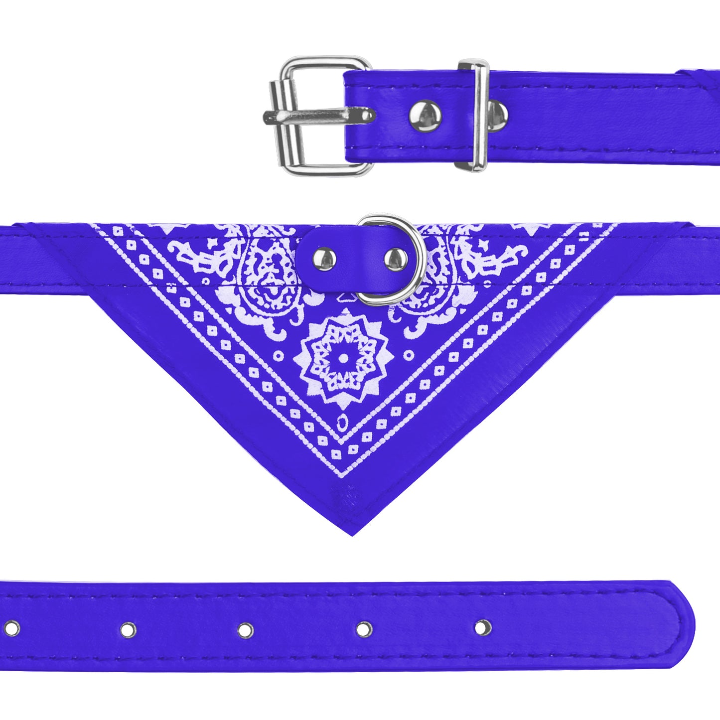 Adjustable Leather Pet Collar with Triangle Bandana