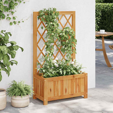 Raised Garden Bed with Trellis, Solid Acacia Wood