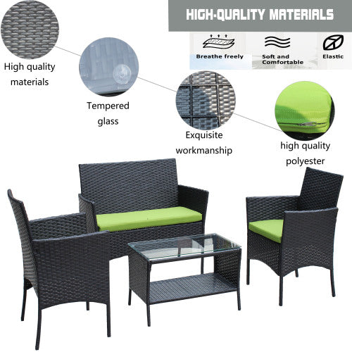 4 PC Rattan Patio Furniture Set