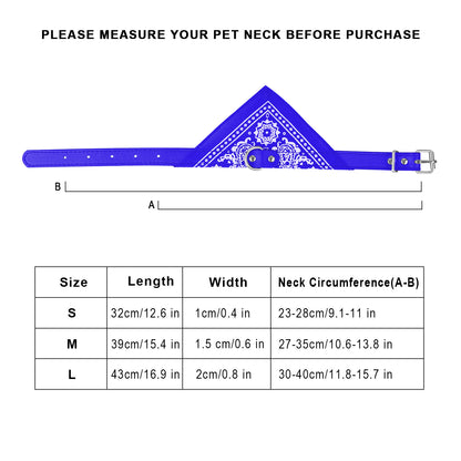 Adjustable Leather Pet Collar with Triangle Bandana