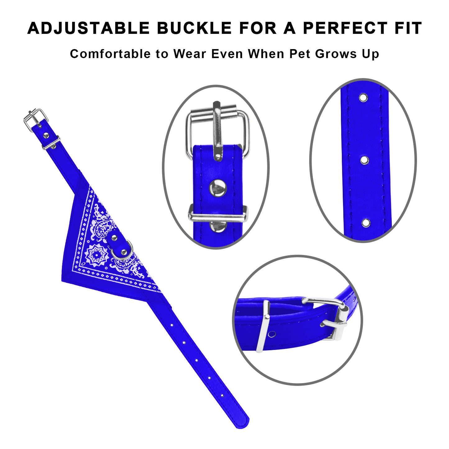 Adjustable Leather Pet Collar with Triangle Bandana