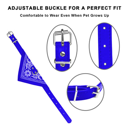 Adjustable Leather Pet Collar with Triangle Bandana