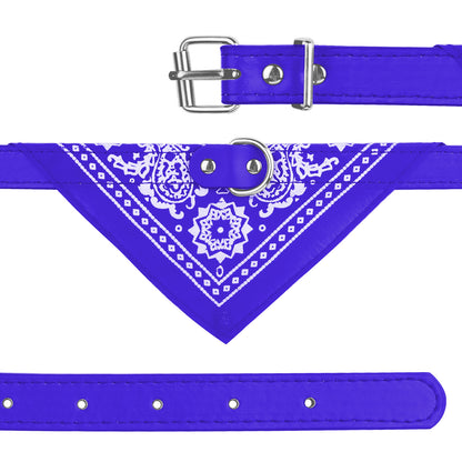 Adjustable Leather Pet Collar with Triangle Bandana