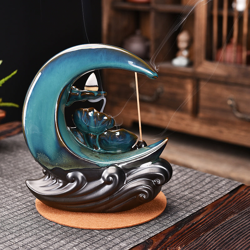 The Moon Backflow Incense Burner Holder Smoke