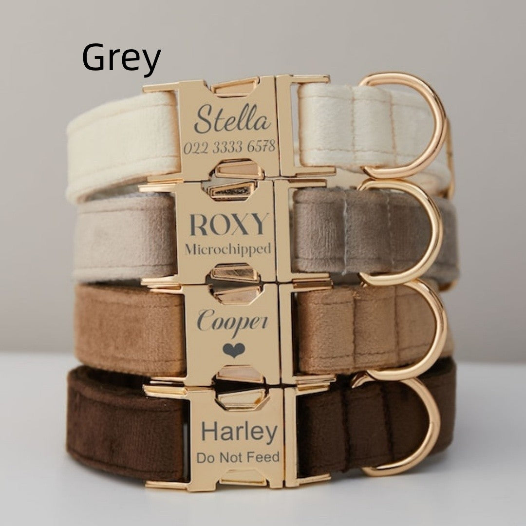 Pet Velvet Personalized Dog Collar & Leash Set