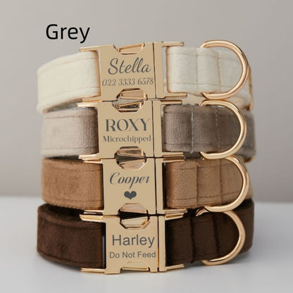 Pet Velvet Personalized Dog Collar & Leash Set