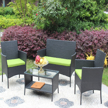 4 PC Rattan Patio Furniture Set
