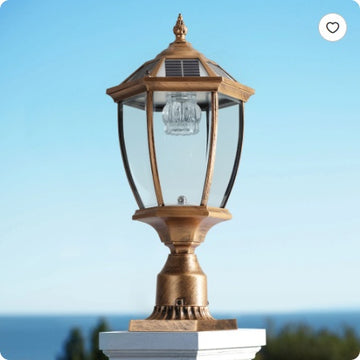 Golden Solar Powered LED Outdoor Lantern