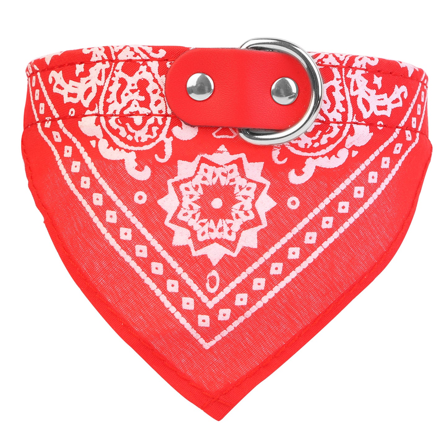 Adjustable Leather Pet Collar with Triangle Bandana