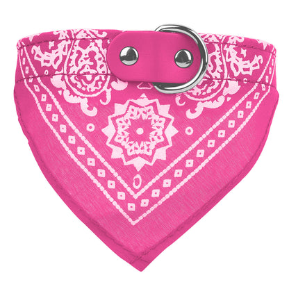 Adjustable Leather Pet Collar with Triangle Bandana